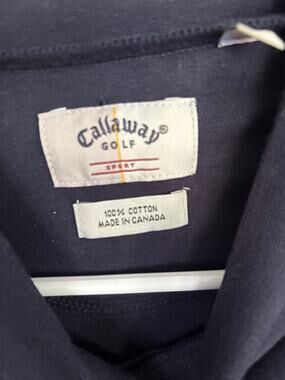 Callaway Golf Sport Mock Neck Long Sleeve Shirt Mens Large Navy Cotton Vintage